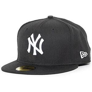 New Era Men's Black 59FIFTY New York Yankees Fitted Adjustable Basketball Cap